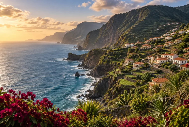 Generated conceptual illustration of Madeira’s green volcanic coastline